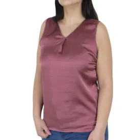 Women's High-Low Satin Top,Pink
