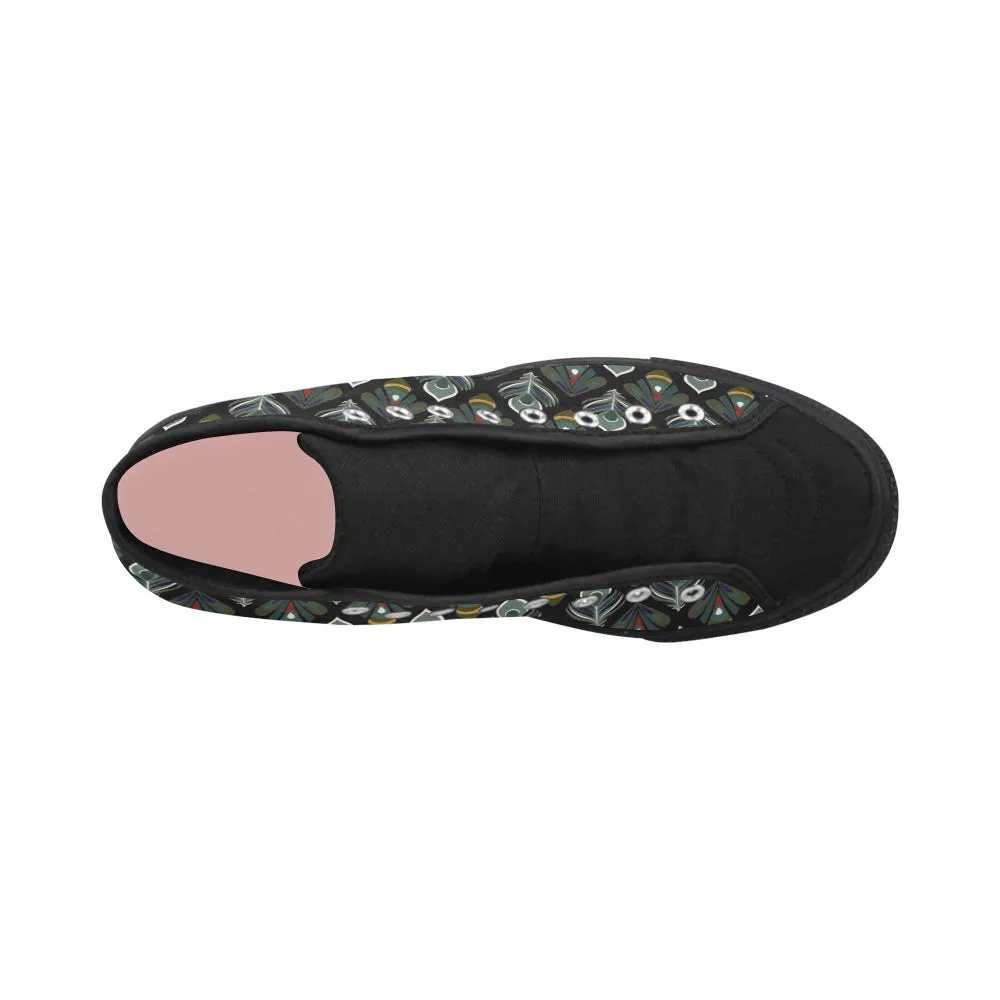 Women's Peacock Print High Top Canvas Shoes