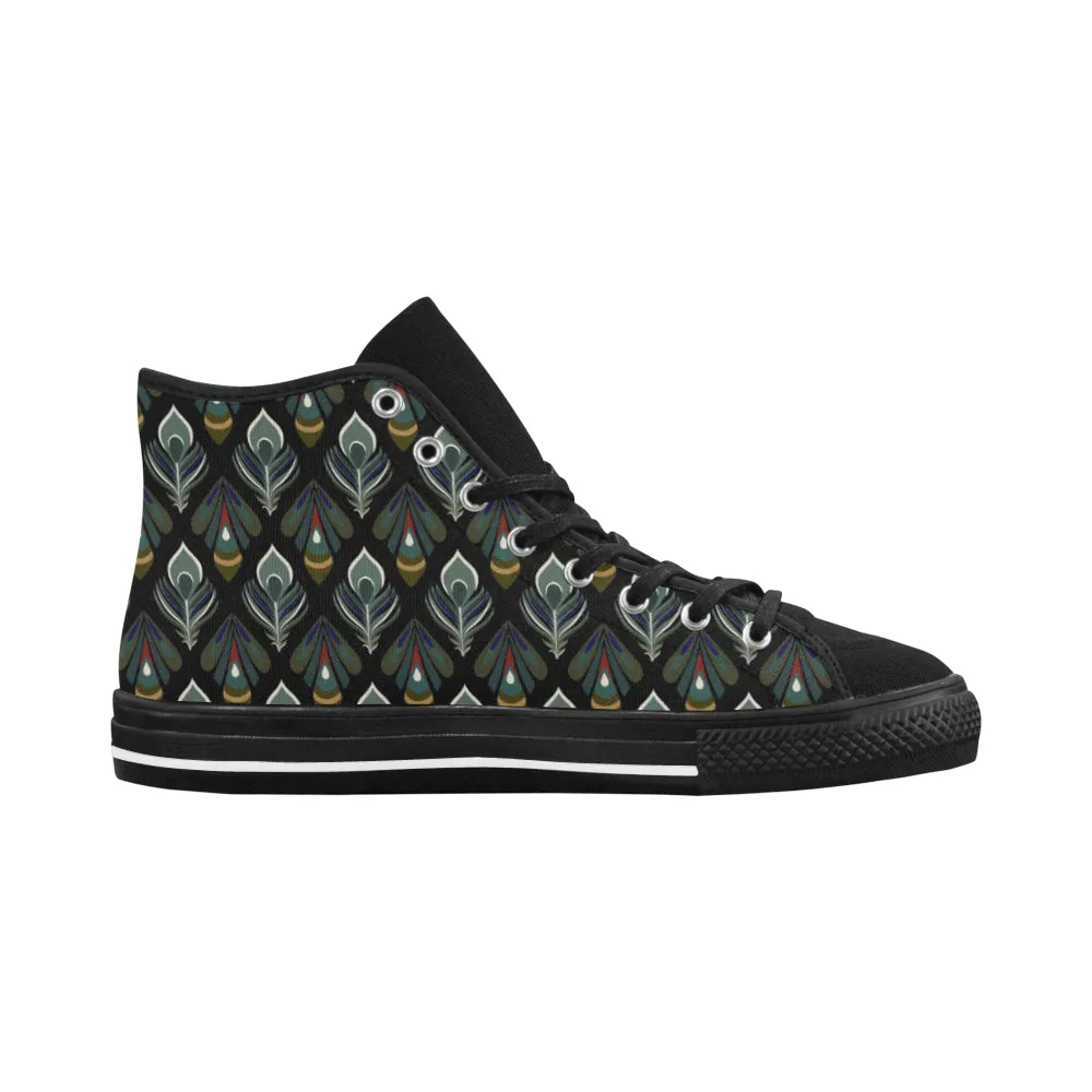 Women's Peacock Print High Top Canvas Shoes