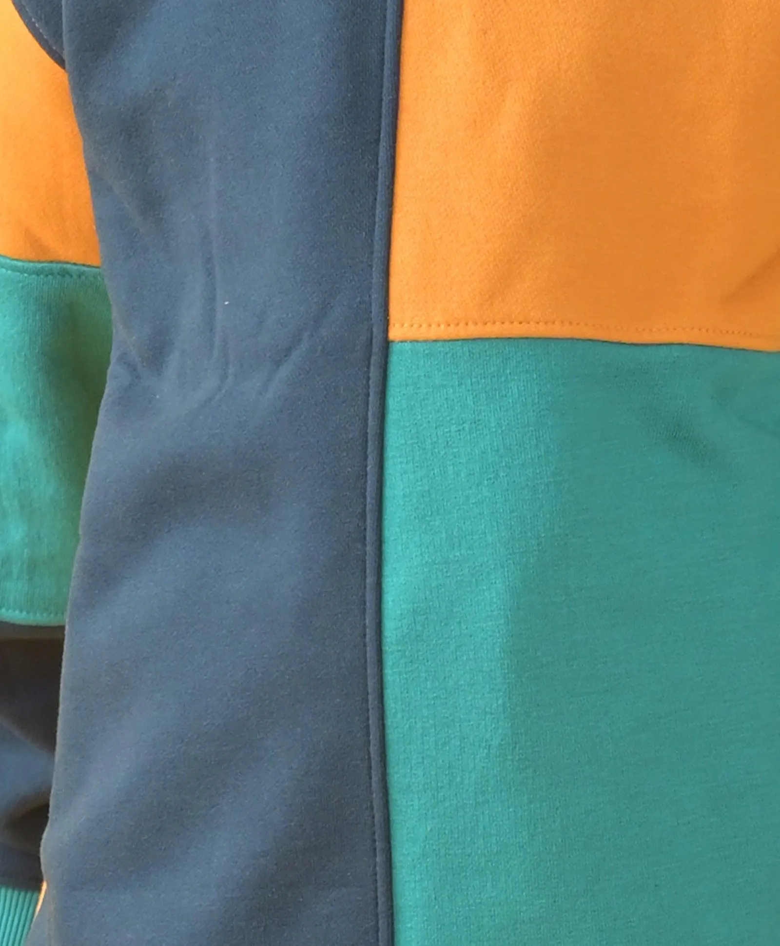 YELLOW GREEN BLUE COLOR BLOCK FLEECE HOODIE GREY JOGGER SET - YELLOW/GREY
