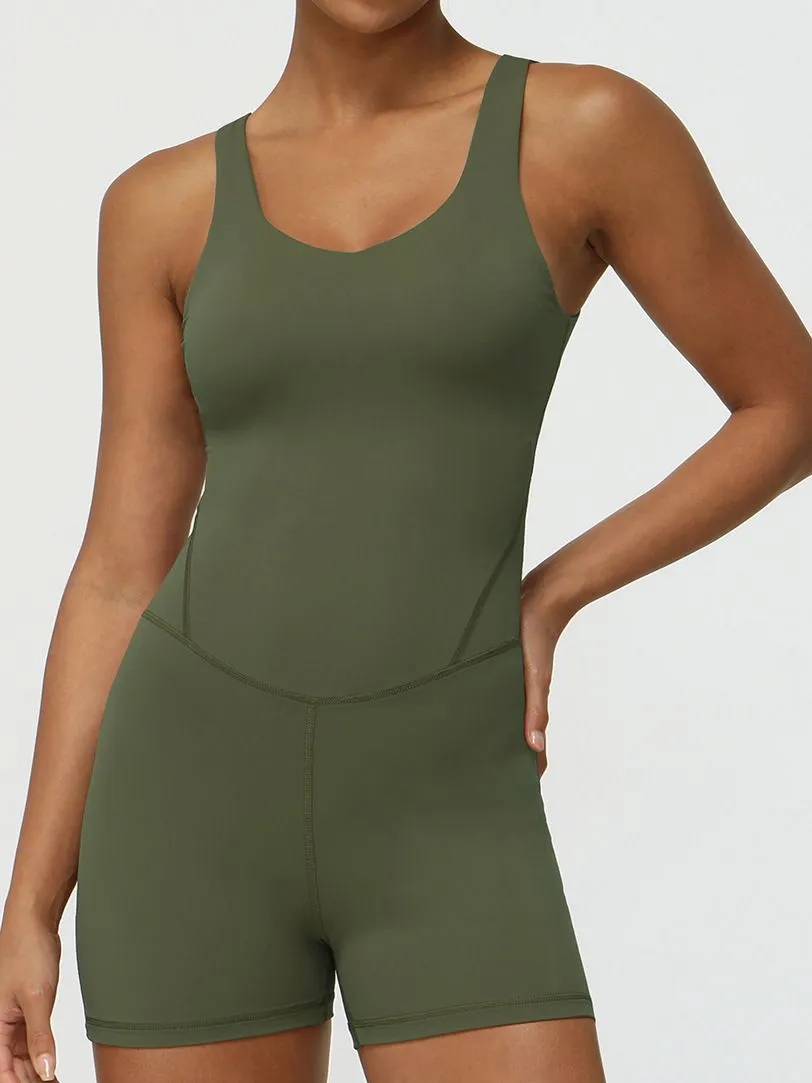 ZASUWA Female V-neck High-Support Elastic Tight Romper