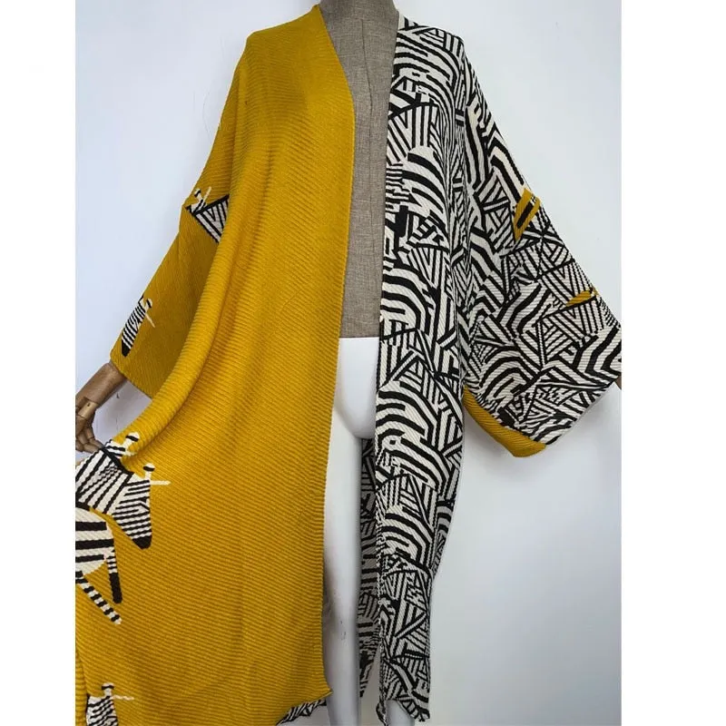 Zebra Party Pleated Kimono Cardigan
